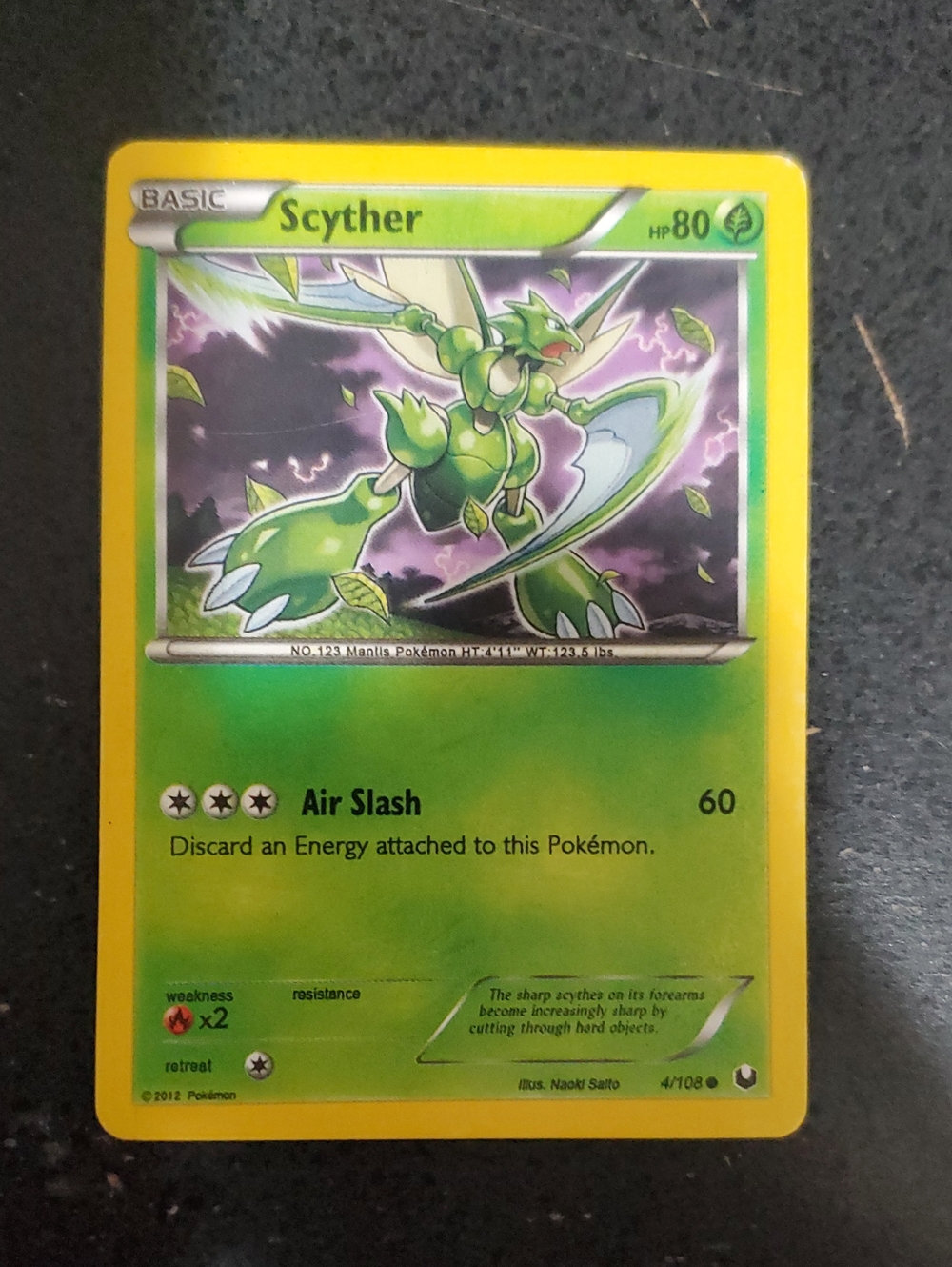 Pokemon Scyther Green Yellow Trading Card